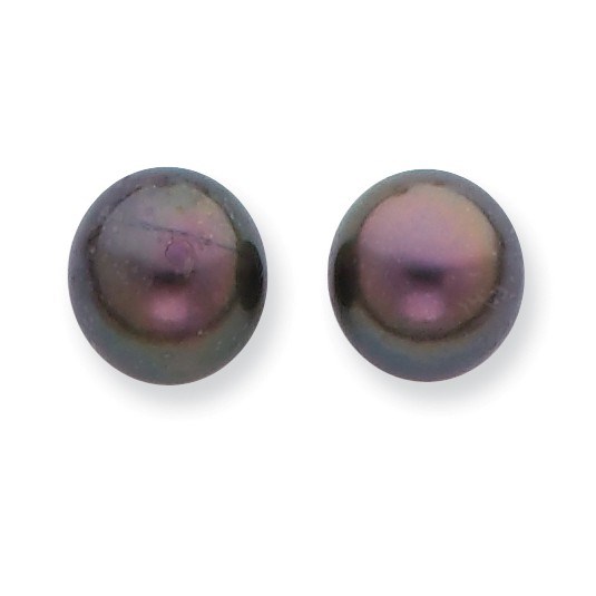 14k 8-9 mm Round Black Saltwater Pearl Stud Earrings 14k 8-9 mm Round Black Saltwater Pearl Stud Earrings